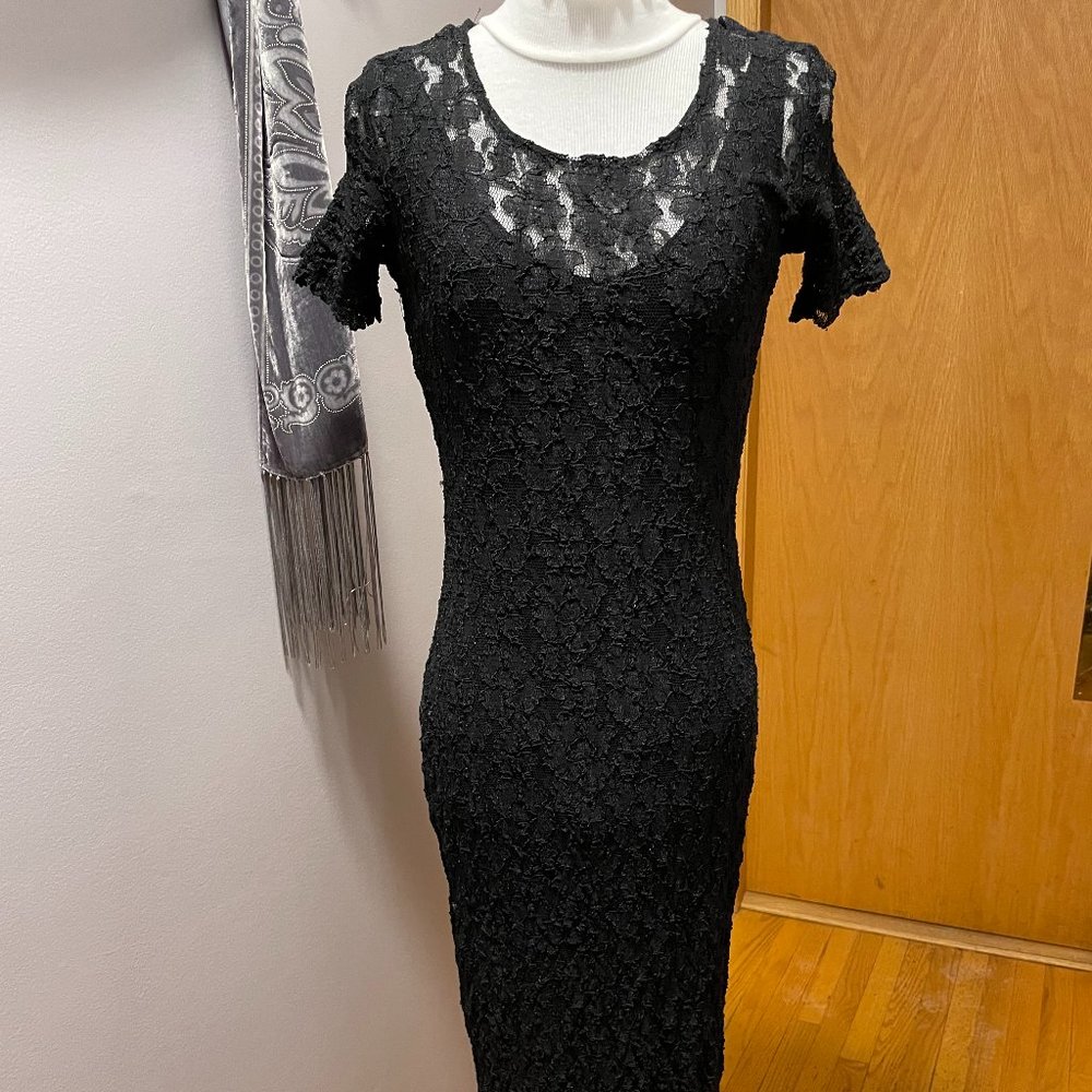 Sexy Black Lace Maxi Dress with Liner (Item #1109)